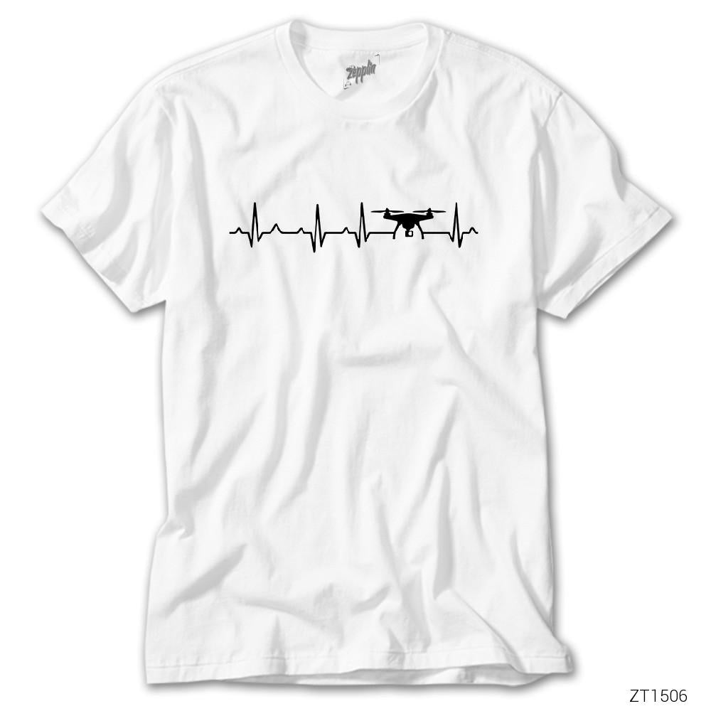 Drone Heartbeat Beyaz Tişört