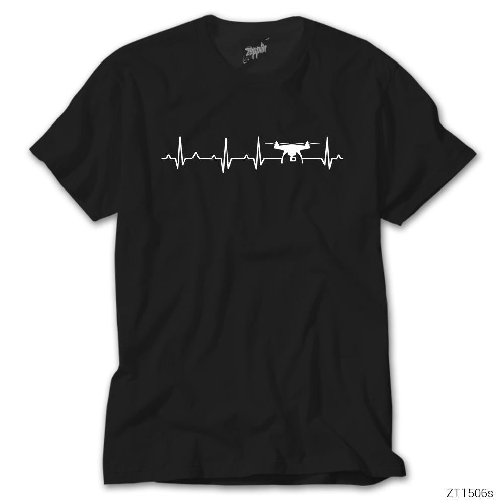 Drone Heartbeat Siyah Tişört