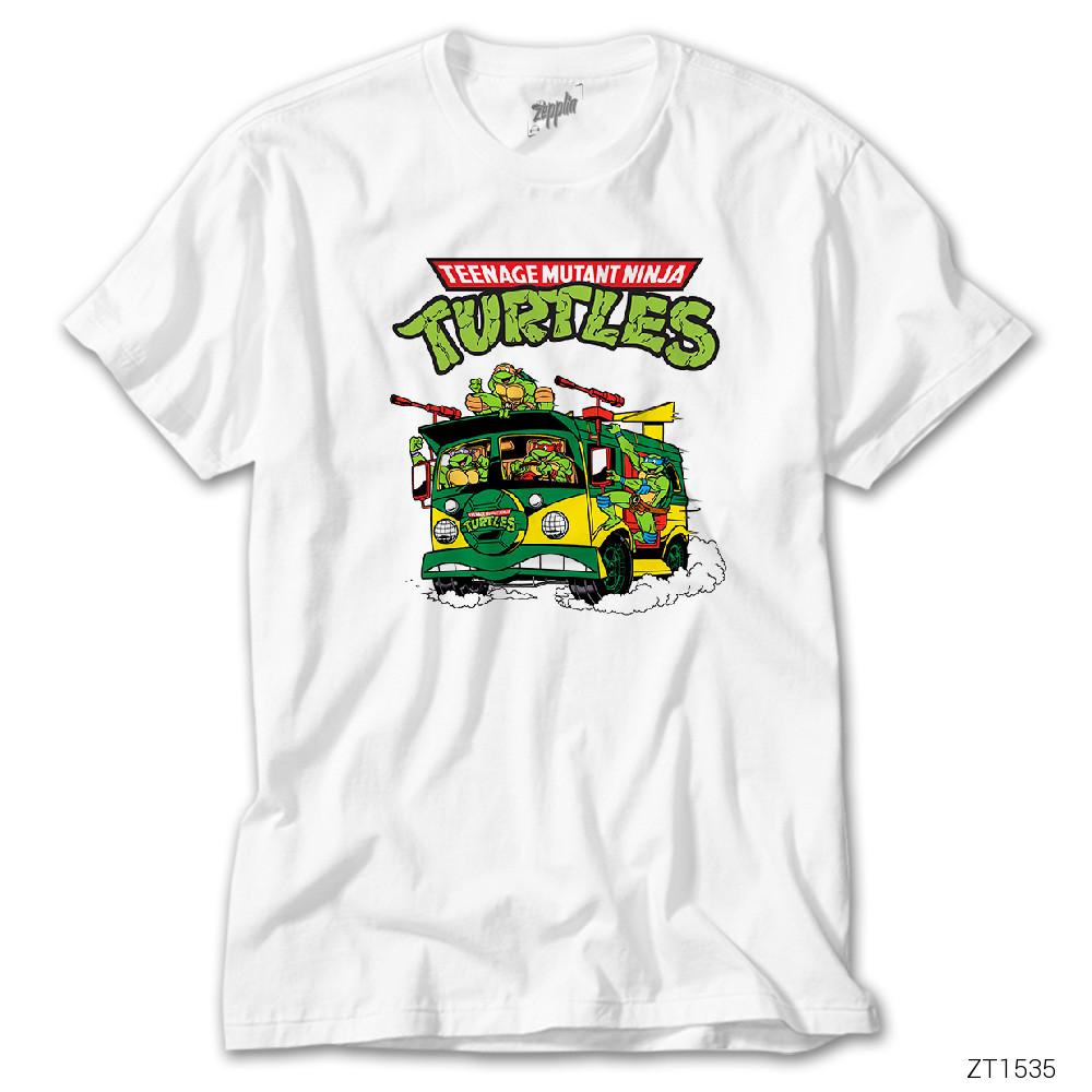 Ninja Turtles Team Bus beyaz tişört
