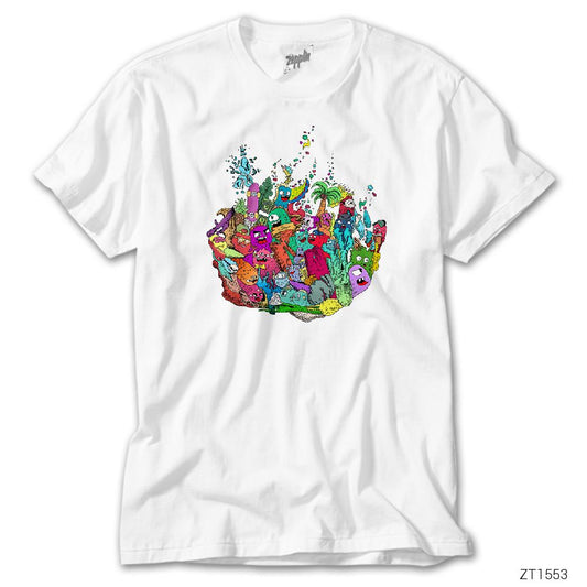 Monsters Beyaz Tişört