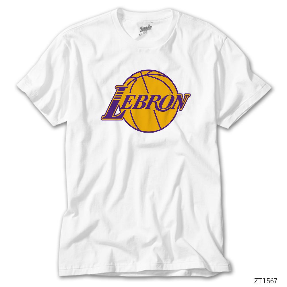 Lebron James Lakers Logo Beyaz Tişört
