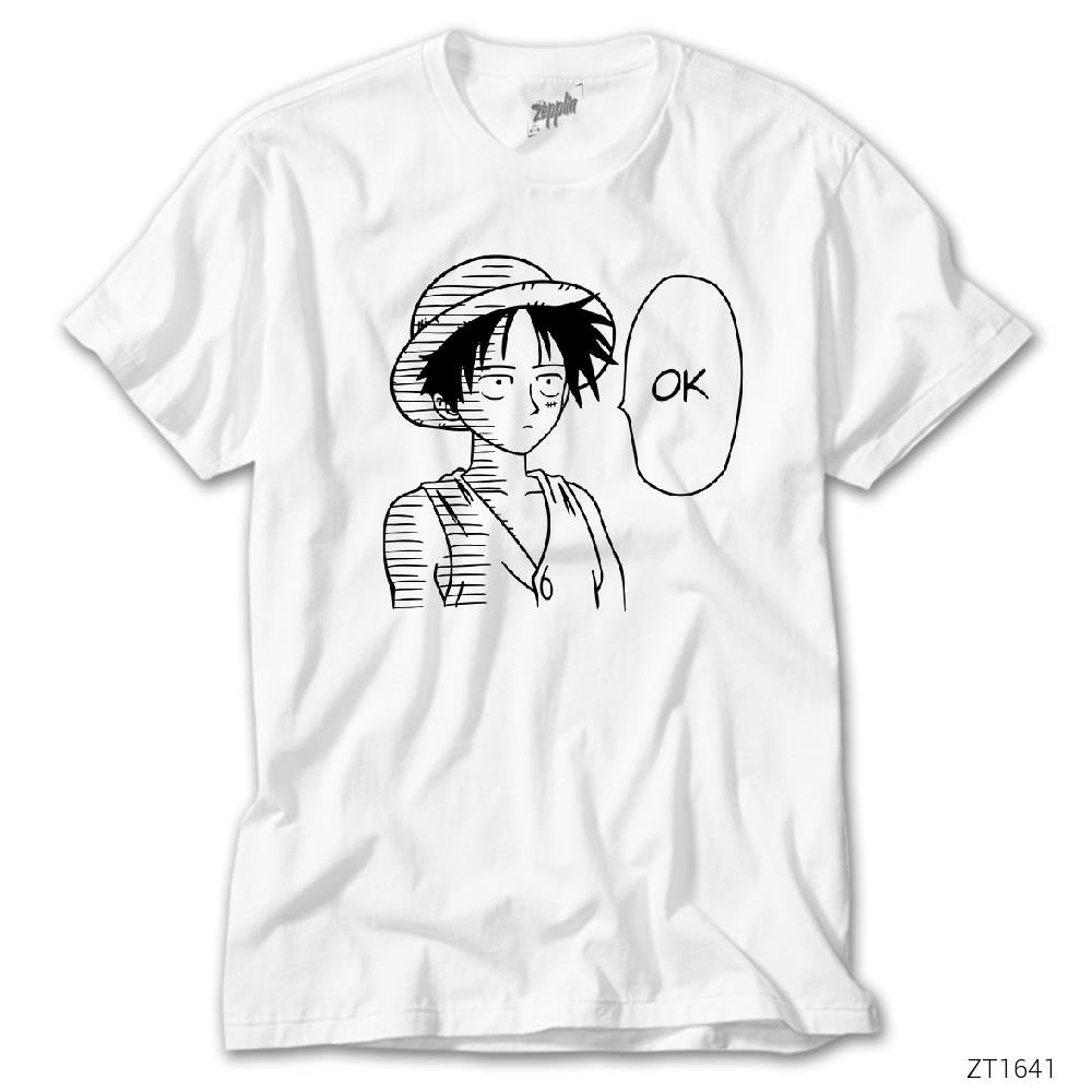 One Piece Luffy Ok Beyaz Tişört