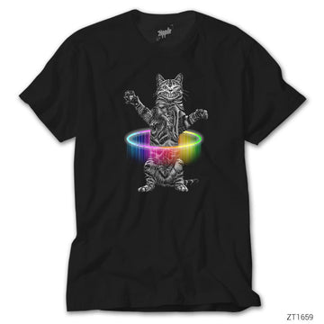 Kedi Hulahop Siyah Tişört