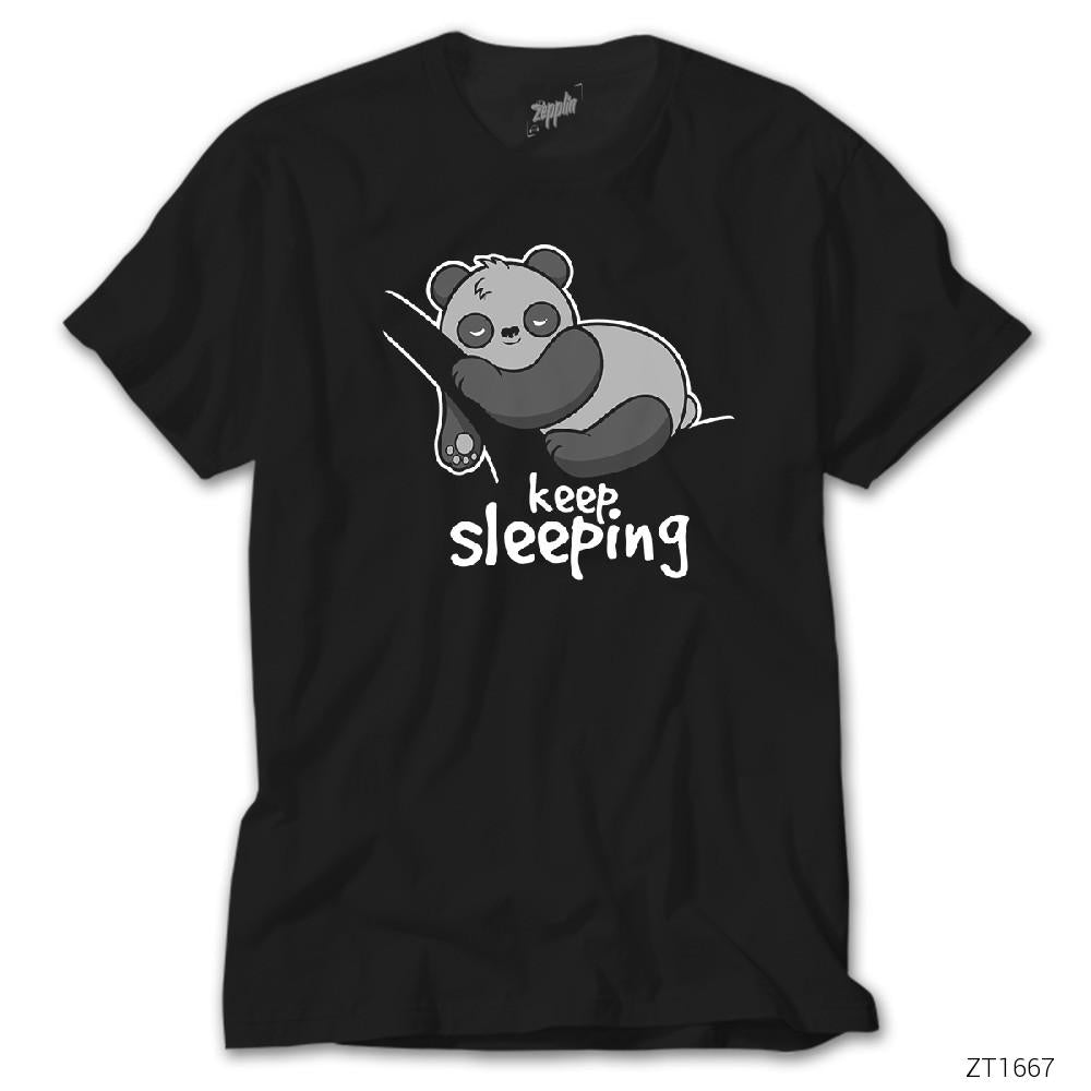 Panda Keep Sleeping Siyah Tişört