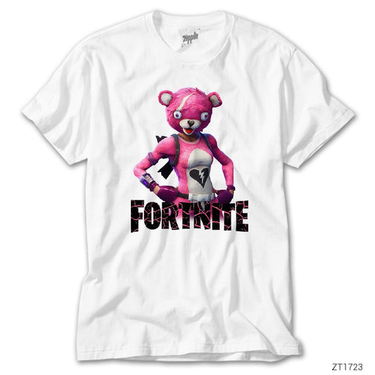 Fortnite Pink Bear Beyaz Tişört