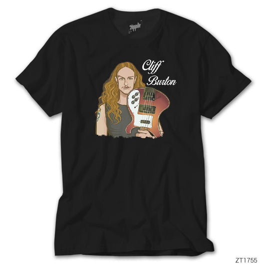 Cliff Burton With Guitar Siyah Tişört