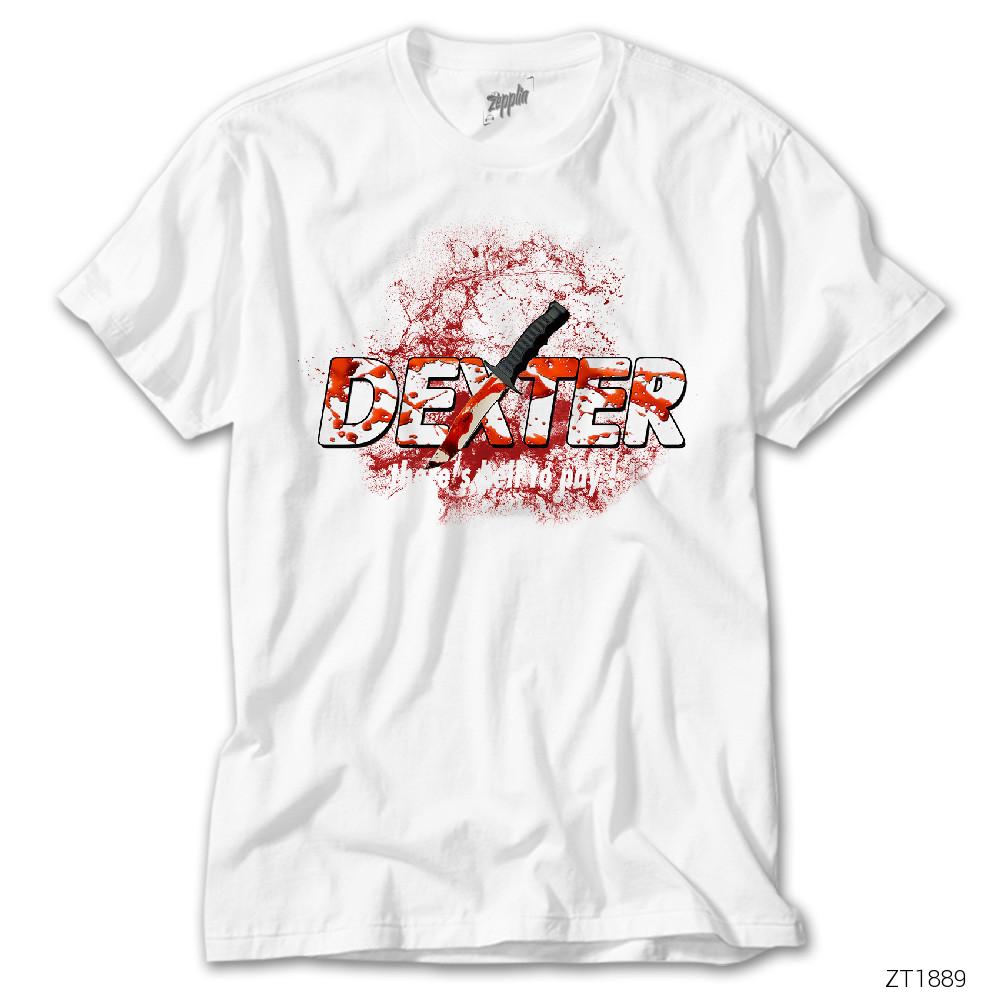 Dexter Blood Splash Knife Beyaz Tişört
