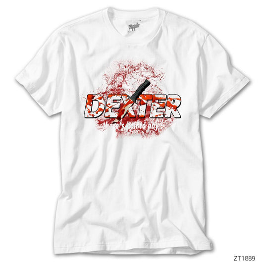 Dexter Blood Splash Knife Beyaz Tişört