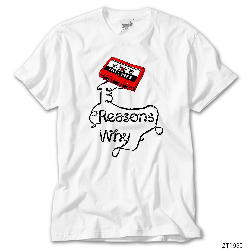 13 Reasons Why Cassette Tape Beyaz Tişört