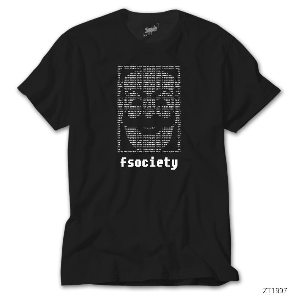 Mr Robot Fsociety Binary 2 siyah tişört
