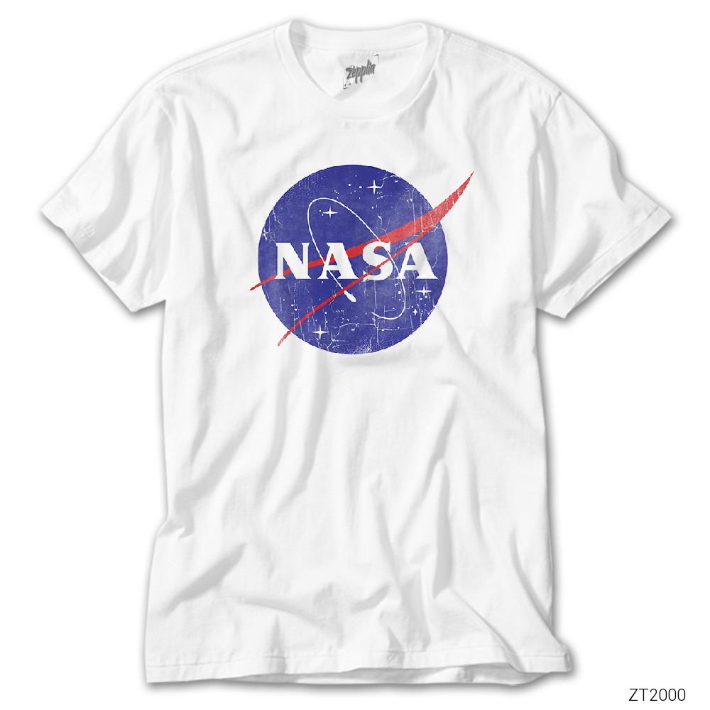 Nasa Damaged Logo Beyaz Tişört