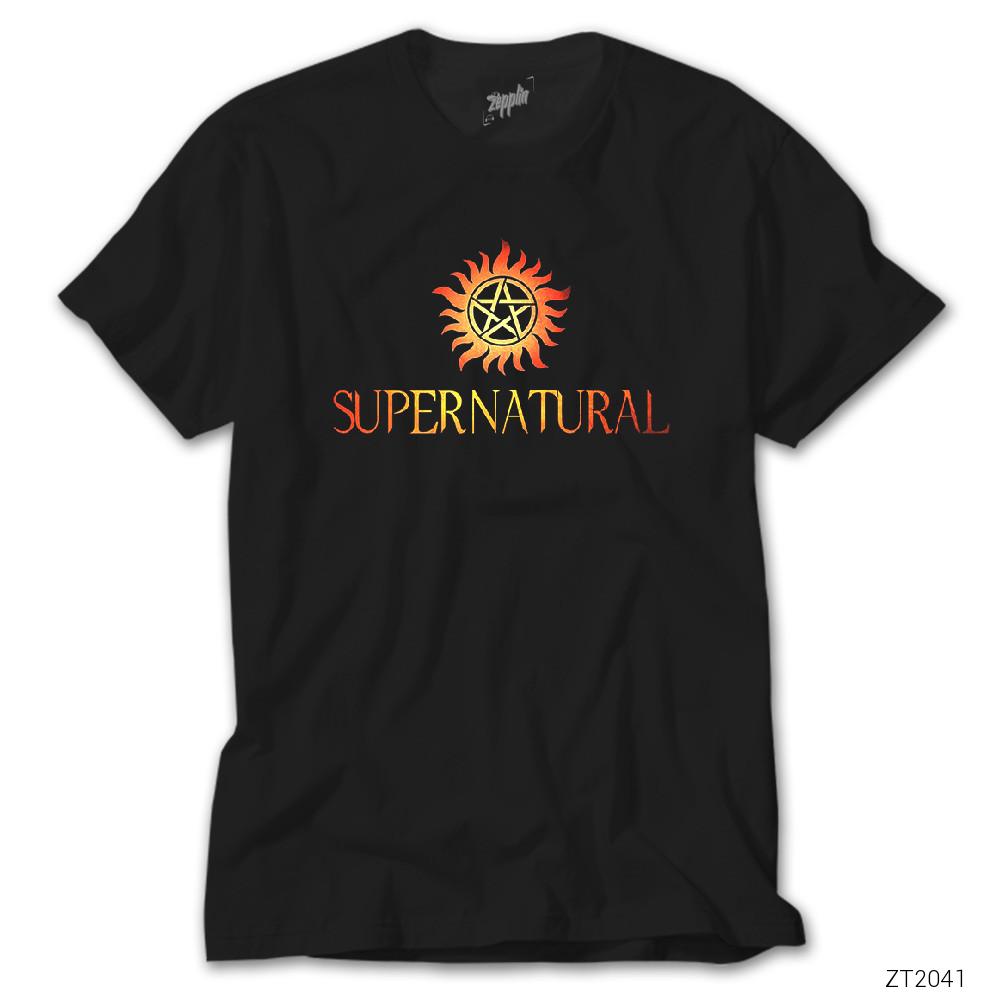 Supernatural Logo in Red Siyah Tişört