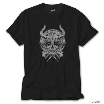 Vikings Rollo Thor Skull Siyah Tişört