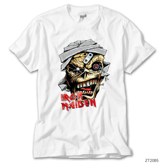 Iron Maiden Skull Cartoon Beyaz Tişört