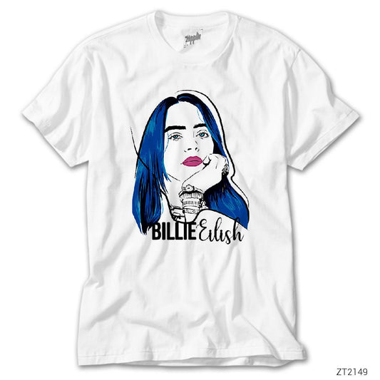Billie Eilish Portre Beyaz Tişört