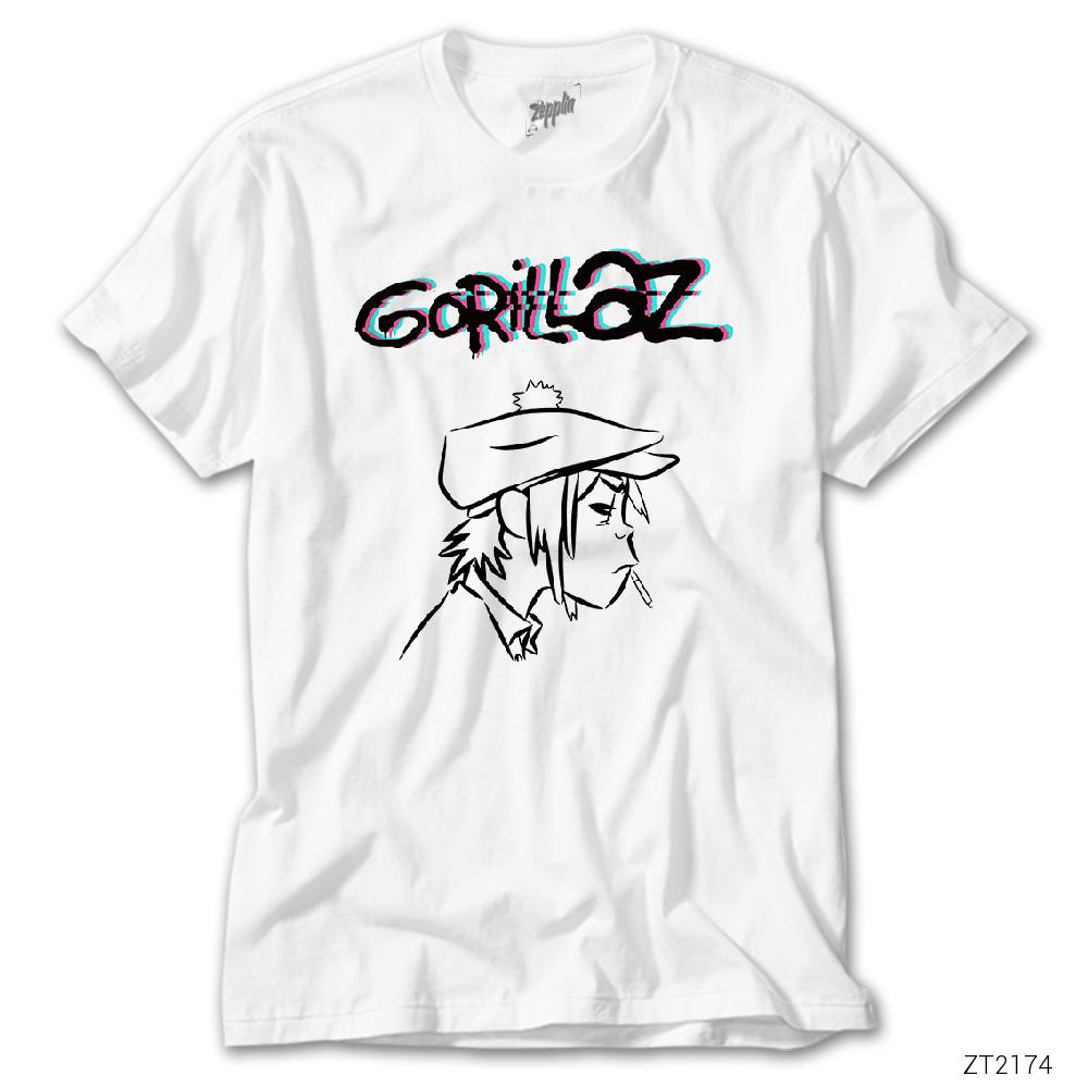 İndirimli Gorillaz Head Beyaz Tişört