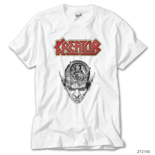 Kreator in Head Beyaz Tişört