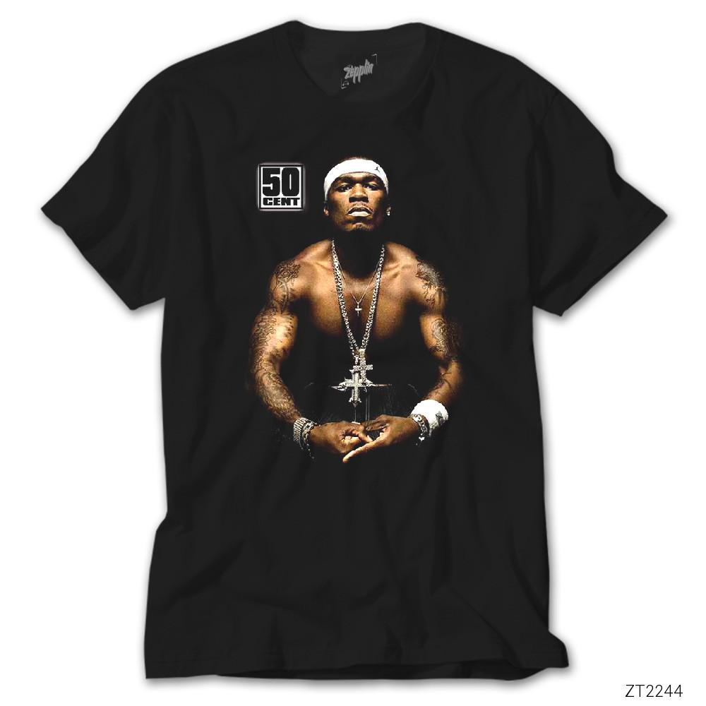 50 Cent With Tattoos Siyah Tişört
