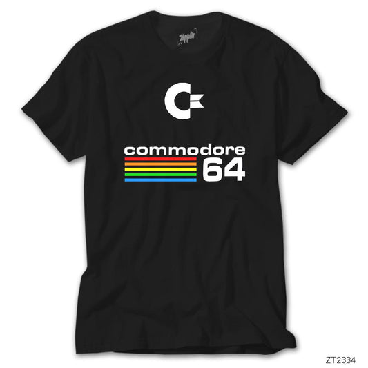 İndirimli Commodore 64 Vintage Logo Siyah Tişört