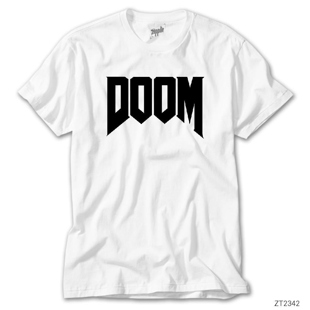 İndirimli Doom Logo Beyaz Tişört