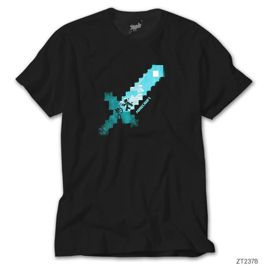 Minecraft Diamond Sword Siyah Tişört