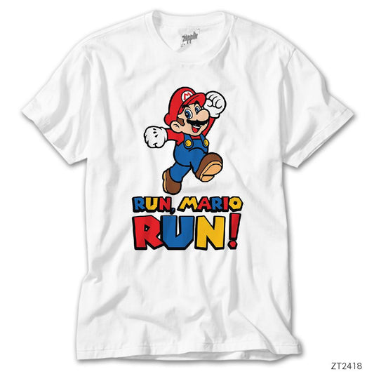 Super Mario Run Run Beyaz Tişört