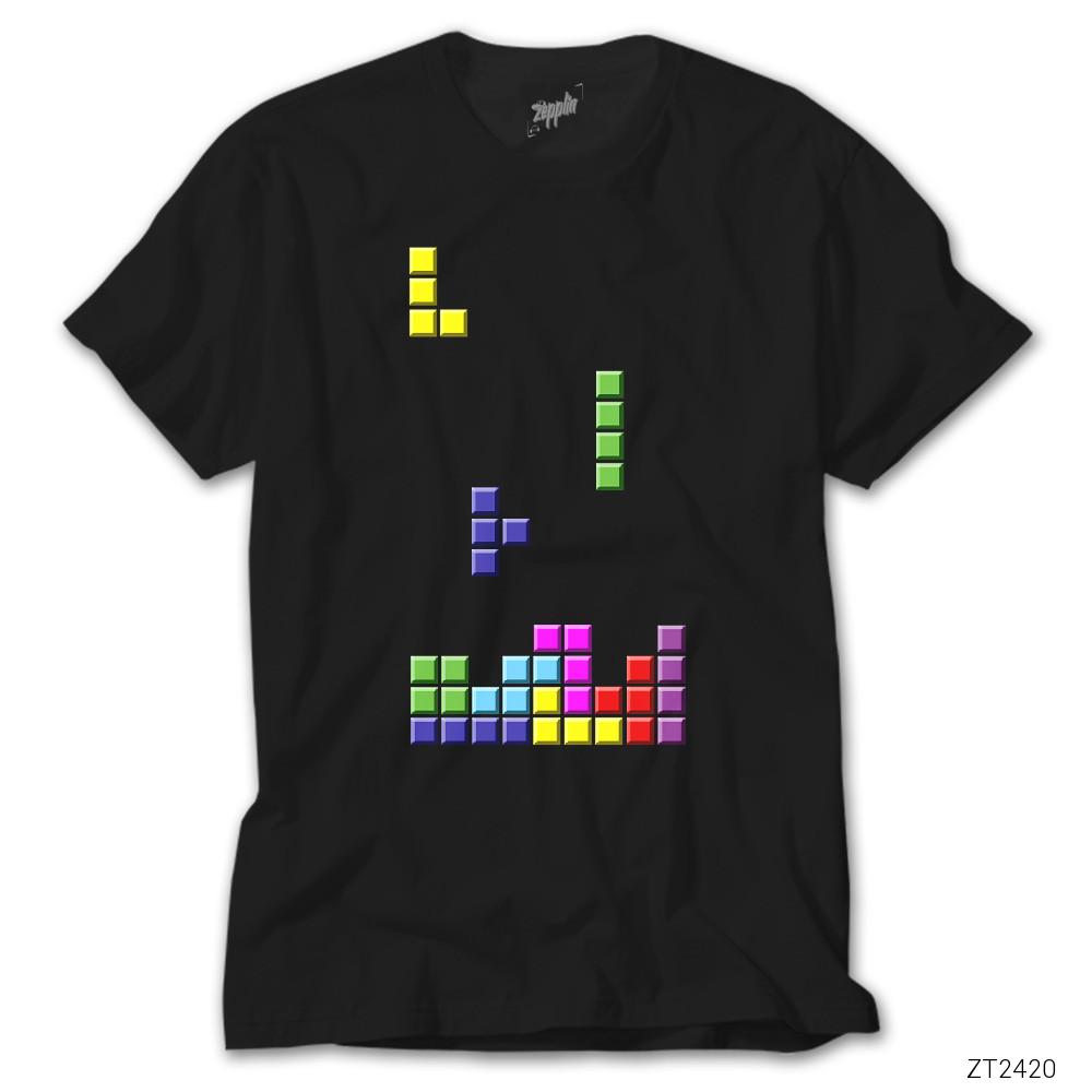 Tetris Blocks Siyah Tişört