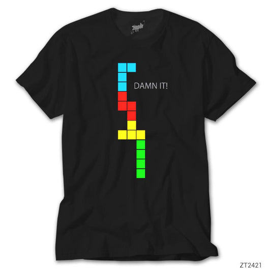 Tetris Damn It Siyah Tişört