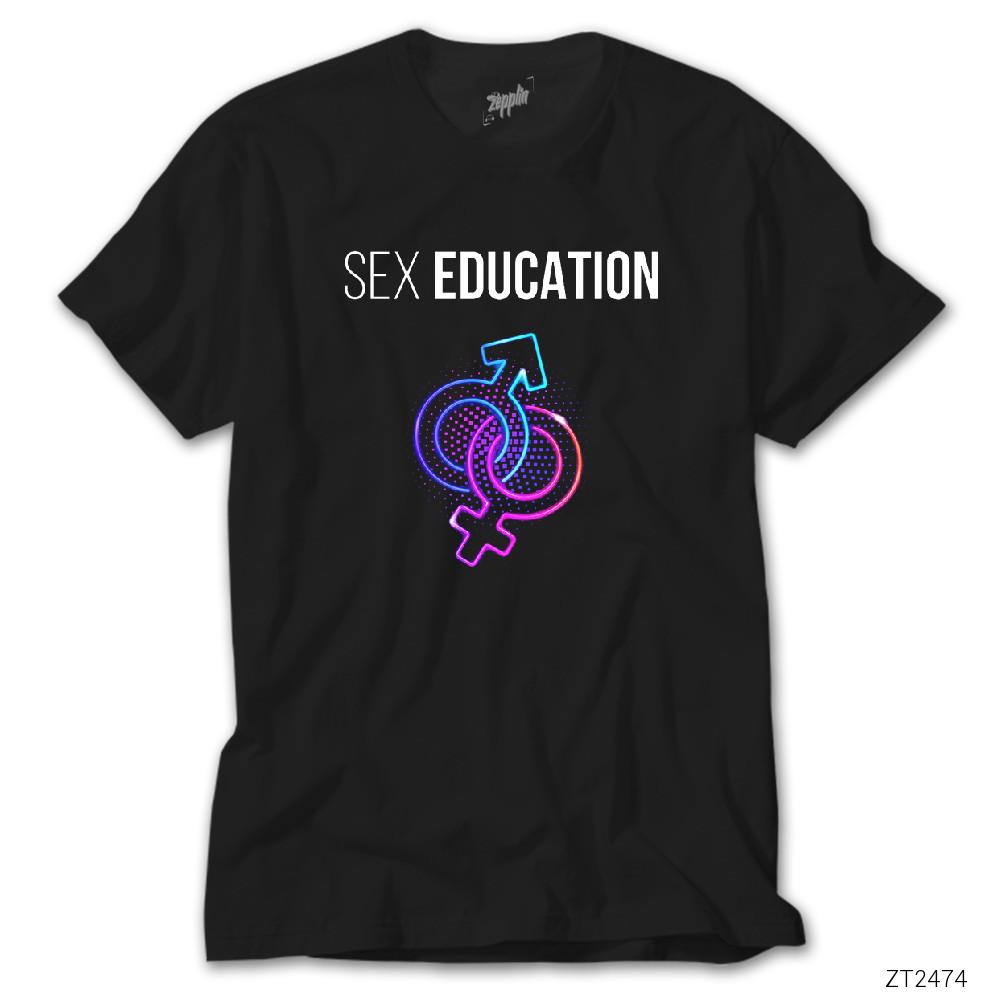 Sex Education Male and Female Siyah Tişört