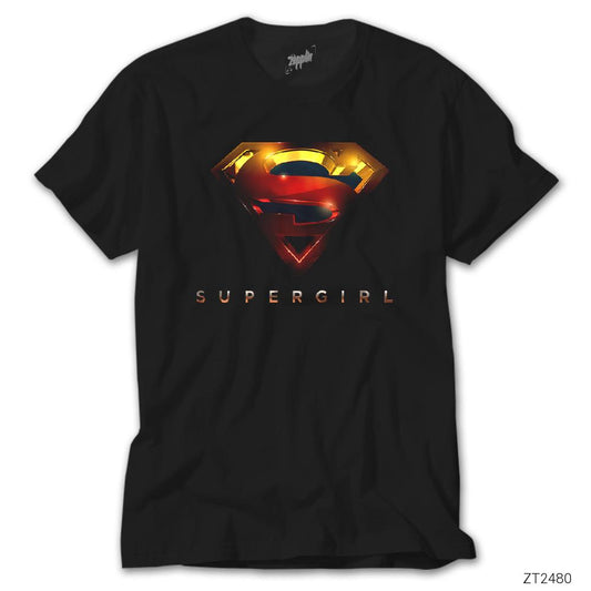 Super Girl Logo Siyah Tişört