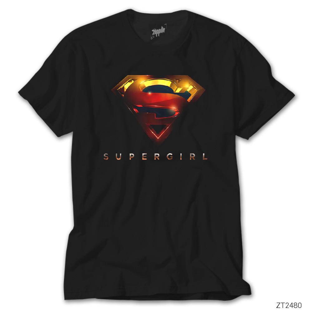 Super Girl Logo Siyah Tişört