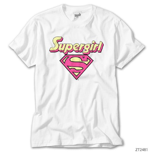 İndirimli Super Girl Pink Logo Beyaz Tişört