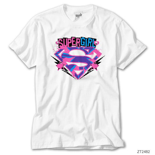 Super Girl Splash Logo Beyaz Tişört
