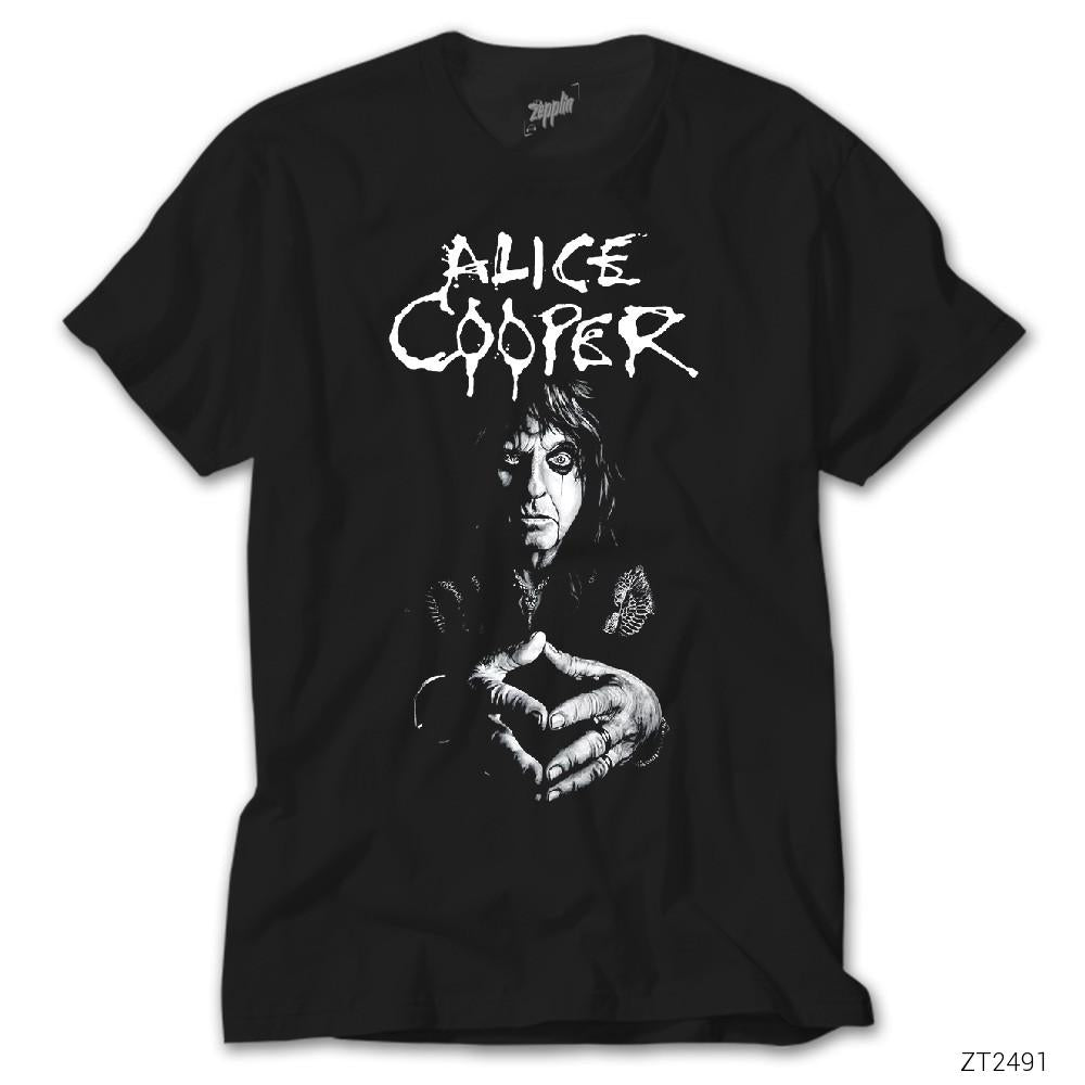 Alice Cooper Black and White Siyah Tişört