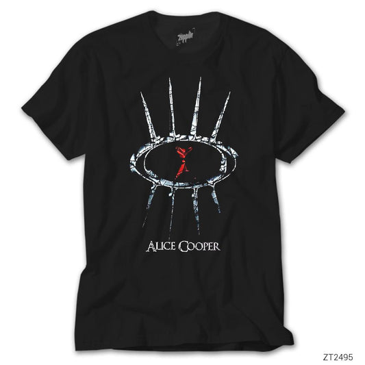 İndirimli Alice Cooper Eye Logo Siyah Tişört
