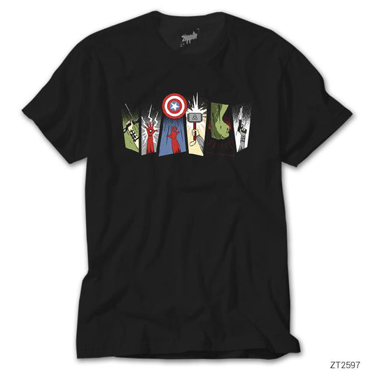 Avengers Items Siyah Tişört