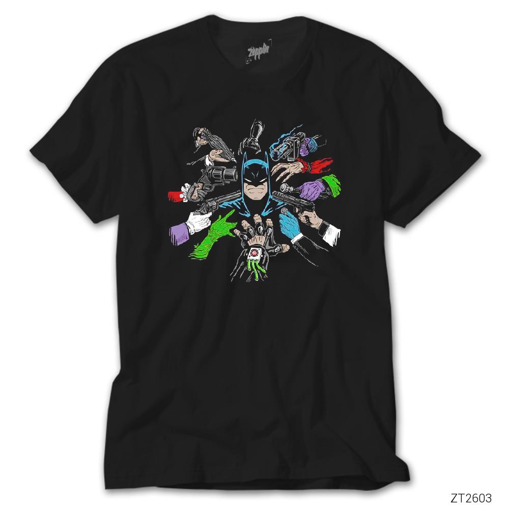 Batman and Enemy Siyah Tişört