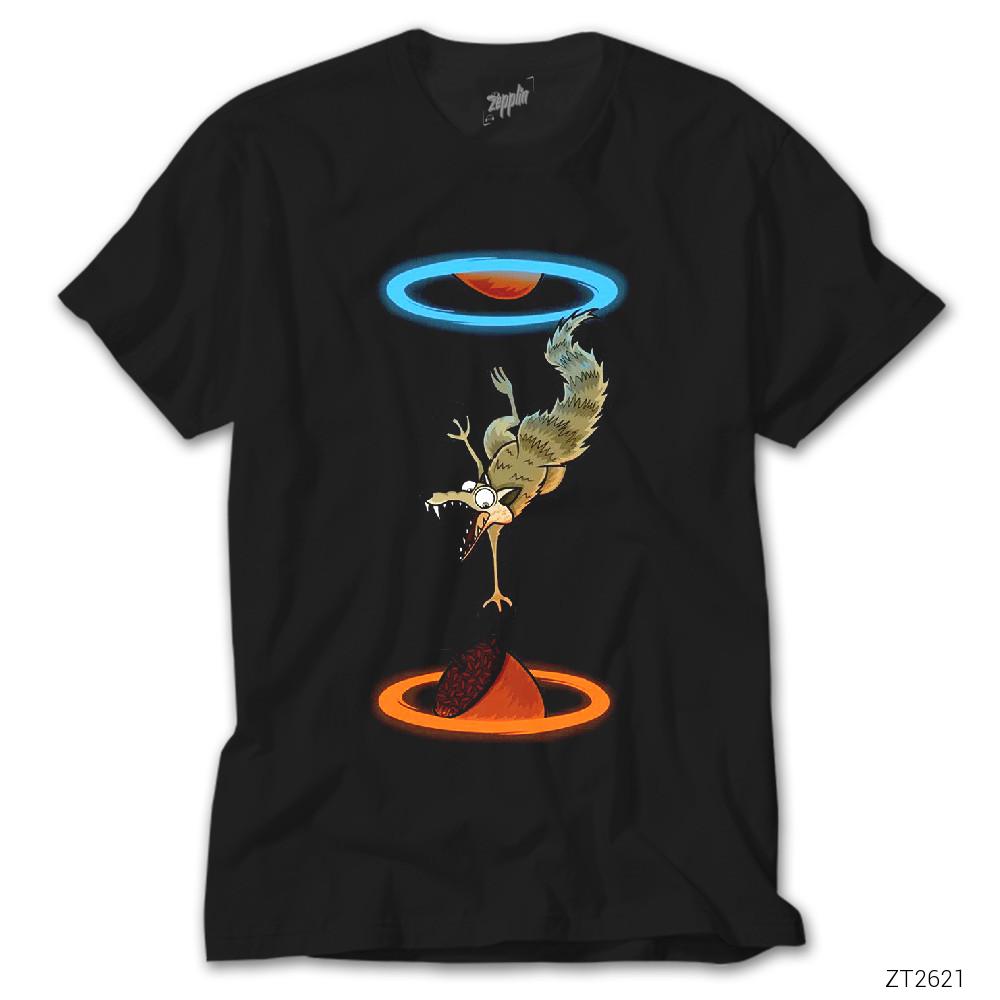 Buz Devri Squirrel Portal siyah tişört