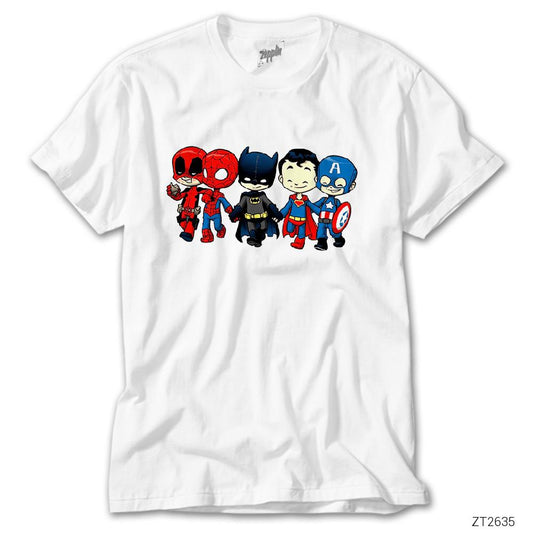 Dc And Marvel friends Beyaz Tişört
