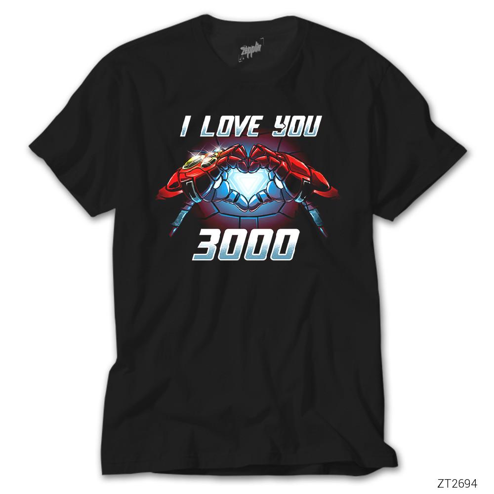 Iron man I Love You 3000 Siyah Tişört