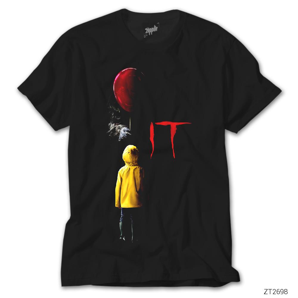 IT Child and Balloon Siyah Tişört
