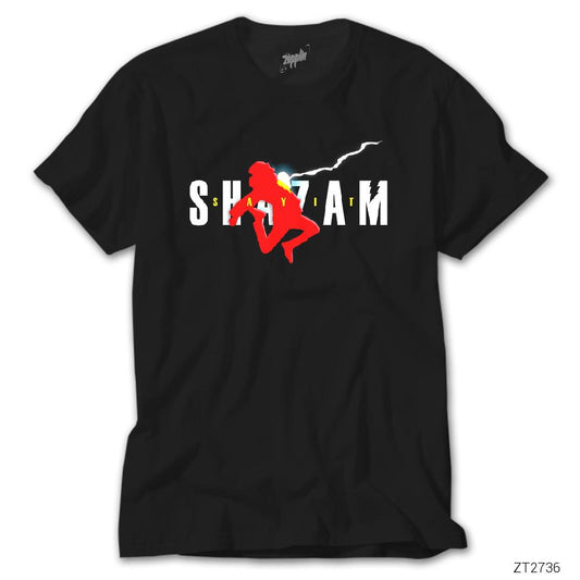 Shazam Logo and Child Siyah Tişört