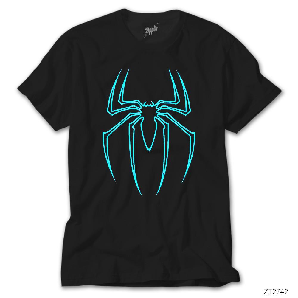 Spiderman Blue Logo Siyah Tişört