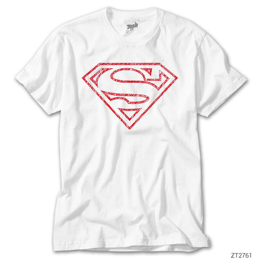 Superman Distord Logo Beyaz Tişört