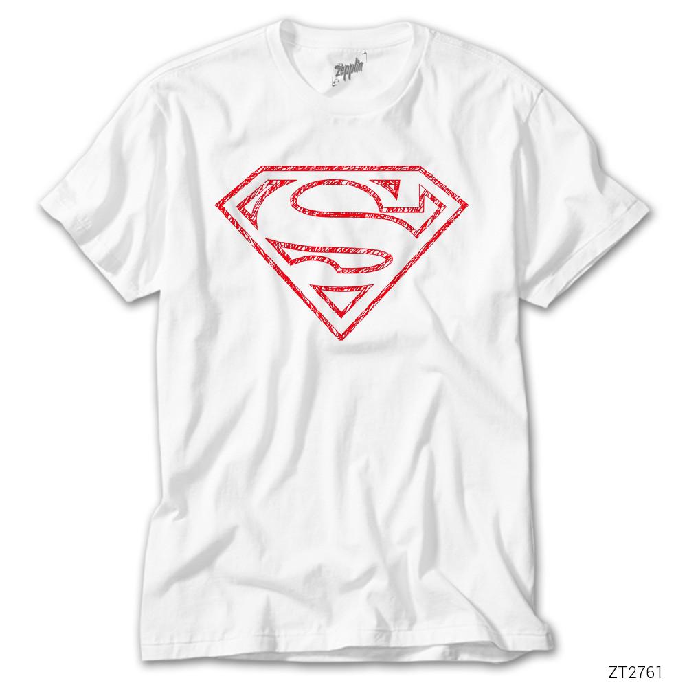 İndirimli Superman Distord Logo Beyaz Tişört