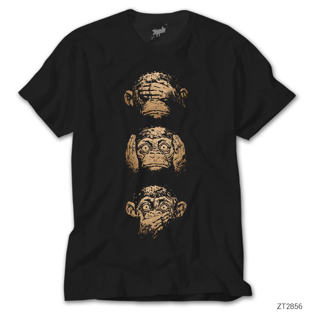 Three Monkey Siyah Tişört