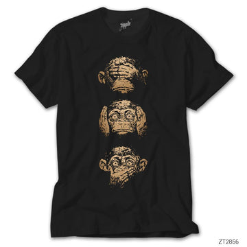 Three Monkey Siyah Tişört
