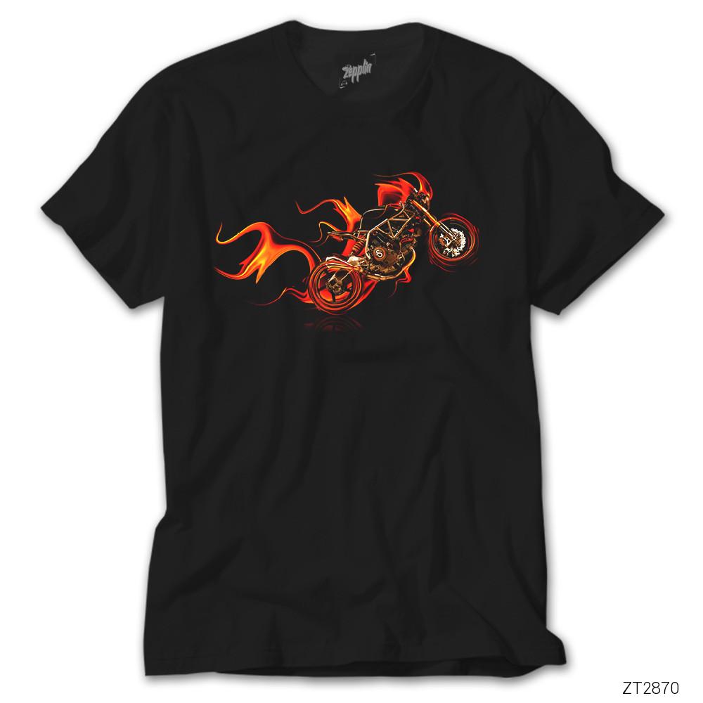Fire Motorcyle Siyah Tişört