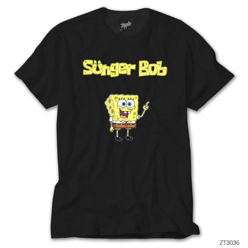 Sünger Bob Siyah Tişört