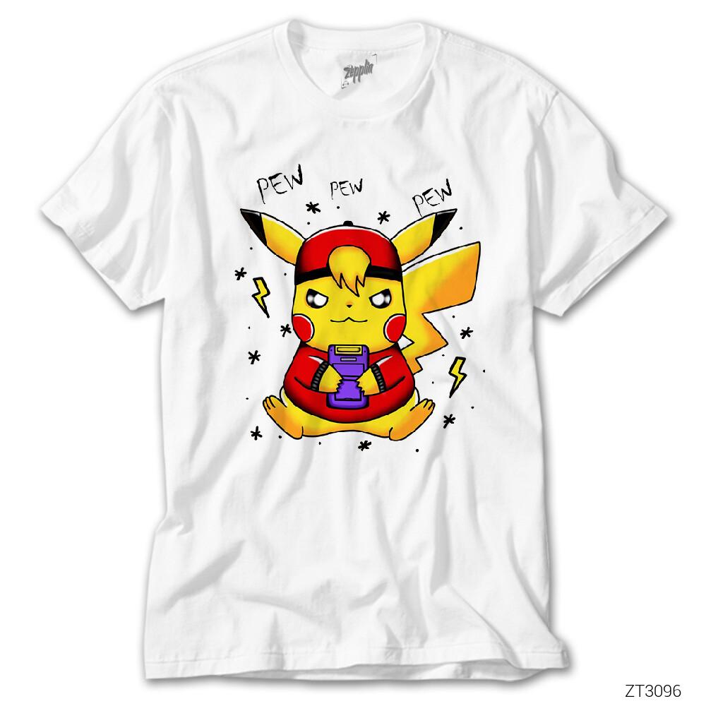 Pikachu Pew Beyaz Tişört